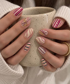 Color Lines press-on nails worn on model Daisam