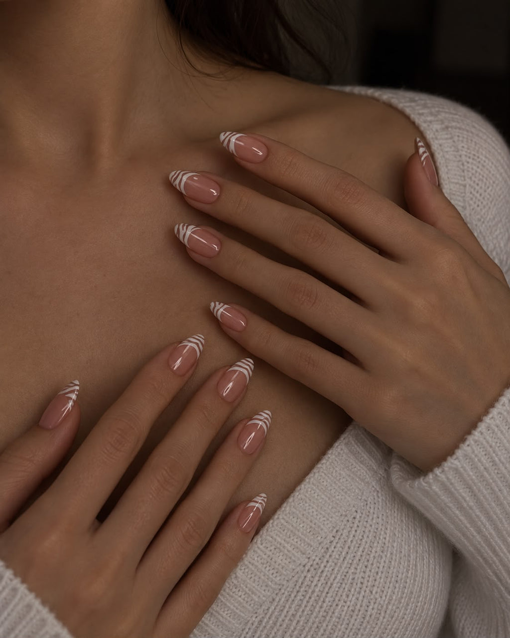 Wild French press-on nails worn on model Daisam